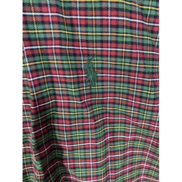 Ralph Lauren Shirt Mens Medium Long Sleeve Red Plaid Custom Fit Button Down - Picture 2 of 4
